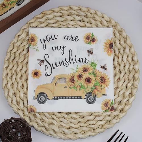 Servietten Insekten Gelbe Blume Servietten Hochzeit Geburtstag Kindergeburtstag Cocktailservietten Geburtstagsservietten Party Napkins Disposable Papierservietten Tischdeko Pack of 15(33x33cm) von LNXSESN