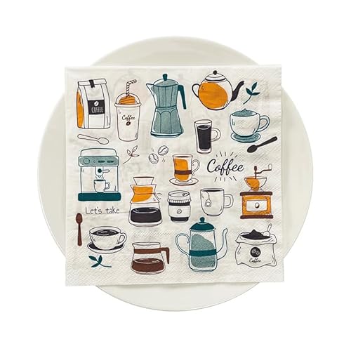 Servietten Kaffee Blau Orange Servietten Hochzeit Geburtstag Kindergeburtstag Cocktailservietten Geburtstagsservietten Party Napkins Disposable Papierservietten Tischdeko Pack of 30(33x33) von LNXSESN