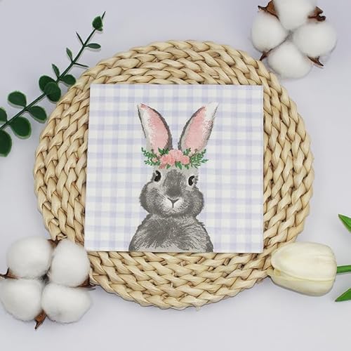 Servietten Kaninchen Grau Rosa Servietten Hochzeit Geburtstag Kindergeburtstag Cocktailservietten Geburtstagsservietten Party Napkins Disposable Papierservietten Tischdeko Pack of 30(33x33cm) von LNXSESN