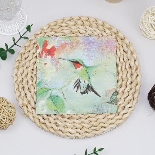 Servietten Kolibri Grün Servietten Hochzeit Geburtstag Kindergeburtstag Cocktailservietten Geburtstagsservietten Party Napkins Disposable Weich Papierservietten Tischdeko Pack of 30(33x33cm) von LNXSESN