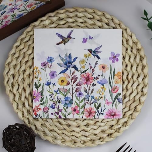 Servietten Kolibri Lila Servietten Hochzeit Geburtstag Kindergeburtstag Cocktailservietten Geburtstagsservietten Party Napkins Disposable Weich Papierservietten Tischdeko Pack of 10(33x33cm) von LNXSESN