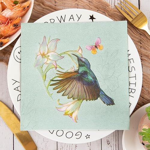 Servietten Kolibri Schmetterling Servietten Hochzeit Geburtstag Kindergeburtstag Cocktailservietten Geburtstagsservietten Party Napkins Disposable Papierservietten Tischdeko Pack of 15(33x33cm) von LNXSESN