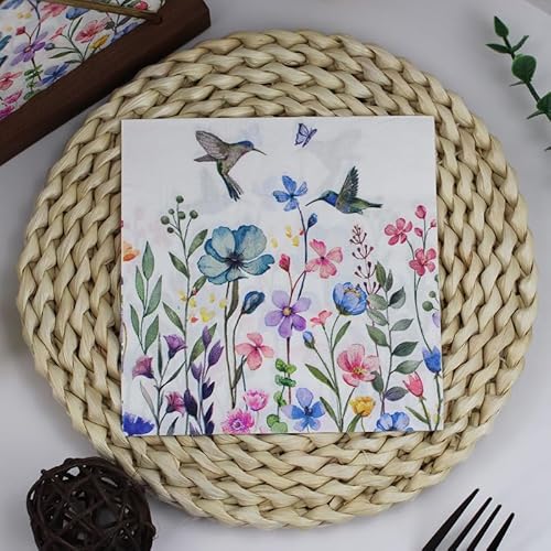 Servietten Kolibri Schmetterling Servietten Hochzeit Geburtstag Kindergeburtstag Cocktailservietten Geburtstagsservietten Party Napkins Disposable Papierservietten TischdekoPack of 5(33x33cm) von LNXSESN