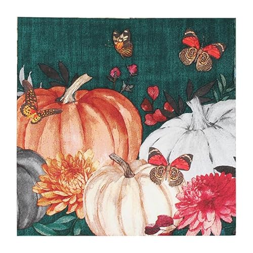 Servietten Kürbis Schmetterling Servietten Hochzeit Geburtstag Kindergeburtstag Cocktailservietten Geburtstagsservietten Party Napkins Disposable Papierservietten Tischdeko Pack of 10(33x33cm) von LNXSESN