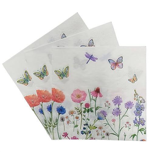 Servietten Libelle Butterfly Servietten Hochzeit Geburtstag Kindergeburtstag Cocktailservietten Geburtstagsservietten Party Napkins Disposable Papierservietten TischdekoPack of 15(33x33cm) von LNXSESN