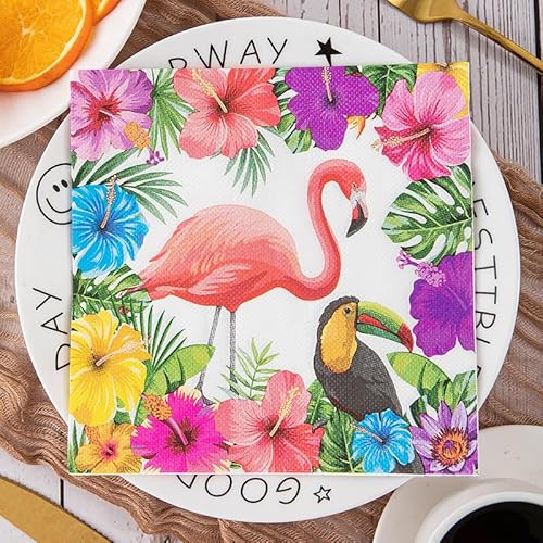 Servietten Lila Blauer Flamingo Servietten Hochzeit Geburtstag Kindergeburtstag Cocktailservietten Geburtstagsservietten Party Napkins Disposable Weich Papierservietten Tischdeko Pack of 5(33x33cm) von LNXSESN