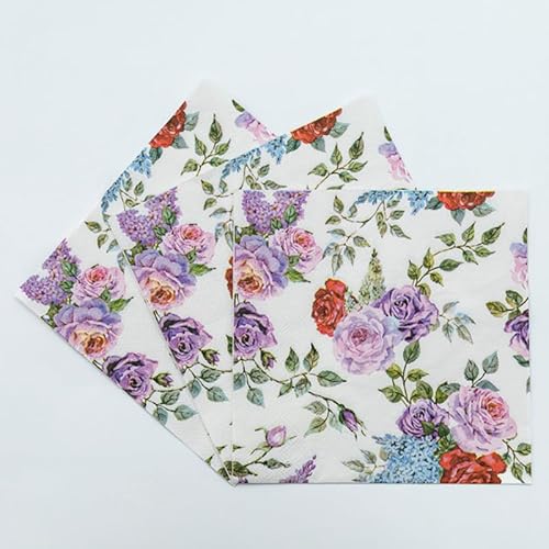 Servietten Lila Rose Graffiti Servietten Hochzeit Geburtstag Kindergeburtstag Cocktailservietten Geburtstagsservietten Party Napkins Disposable Weich Papierservietten Tischdeko Pack of 20(33x33cm) von LNXSESN