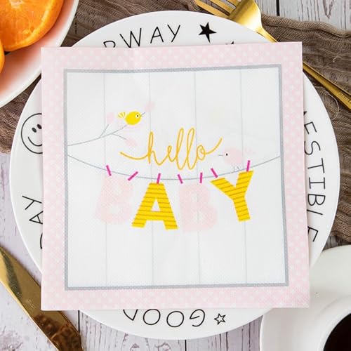 Servietten Mädchen Gelb Pink Servietten Hochzeit Geburtstag Kindergeburtstag Cocktailservietten Geburtstagsservietten Party Napkins Disposable Papierservietten Tischdeko Pack of 20(33x33cm) von LNXSESN