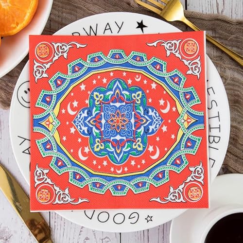 Servietten Mandala Blau Gelb Servietten Hochzeit Geburtstag Kindergeburtstag Cocktailservietten Geburtstagsservietten Party Napkins Disposable Weich Papierservietten Tischdeko Pack of 10(33x33cm) von LNXSESN