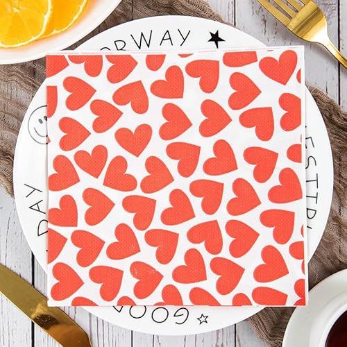 Servietten Minimalistisches Rotes Herz Servietten Hochzeit Geburtstag Kindergeburtstag Cocktailservietten Geburtstagsservietten Party Napkins Disposable Papierservietten TischdekoPack of 10(33x33cm) von LNXSESN