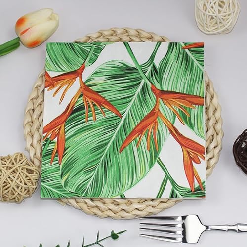 Servietten Orange Palmblätter Servietten Hochzeit Geburtstag Kindergeburtstag Cocktailservietten Geburtstagsservietten Party Napkins Disposable Papierservietten TischdekoPack of 5(33x33cm) von LNXSESN
