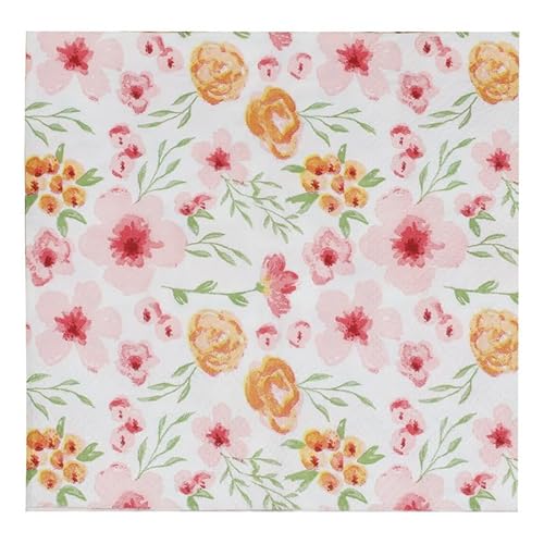 Servietten Orange Rosa Blumen Servietten Hochzeit Geburtstag Kindergeburtstag Cocktailservietten Geburtstagsservietten Party Napkins Disposable Weich Papierservietten Tischdeko Pack of 10(33x33cm) von LNXSESN