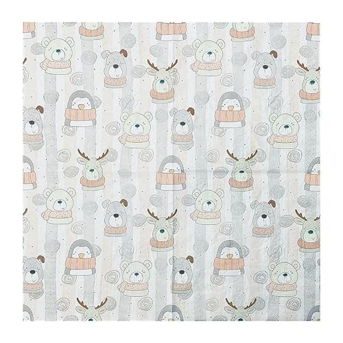 Servietten Pinguin Grün Braun Servietten Hochzeit Geburtstag Kindergeburtstag Cocktailservietten Geburtstagsservietten Party Napkins Disposable Weich Papierservietten Tischdeko Pack of 5(33x33cm) von LNXSESN
