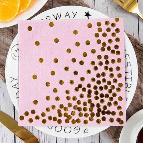 Servietten Pink Golden Graffiti Servietten Hochzeit Geburtstag Kindergeburtstag Cocktailservietten Geburtstagsservietten Party Napkins Disposable Papierservietten TischdekoPack of 20(33x33cm) von LNXSESN