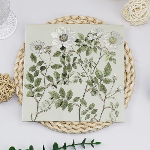 Servietten Retro Grüne Blumen Servietten Hochzeit Geburtstag Kindergeburtstag Cocktailservietten Geburtstagsservietten Party Napkins Disposable Papierservietten Tischdeko Pack of 10(33x33cm) von LNXSESN