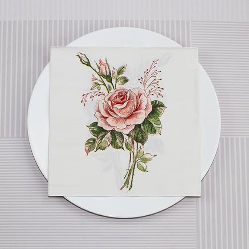 Servietten Retro Grüne Rose Servietten Hochzeit Geburtstag Kindergeburtstag Cocktailservietten Geburtstagsservietten Party Napkins Disposable Weich Papierservietten Tischdeko Pack of 10(33x33cm) von LNXSESN