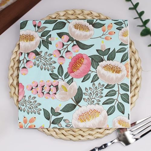 Servietten Rosa Blau Beige Servietten Hochzeit Geburtstag Kindergeburtstag Cocktailservietten Geburtstagsservietten Party Napkins Disposable Papierservietten Tischdeko Pack of 15(33x3) von LNXSESN