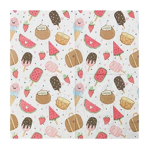 Servietten Rosa Braune Wassermelone Servietten Hochzeit Geburtstag Kindergeburtstag Cocktailservietten Geburtstagsservietten Party Napkins Disposable Weich Papierservietten Tischdeko Pack of 5(33x33) von LNXSESN