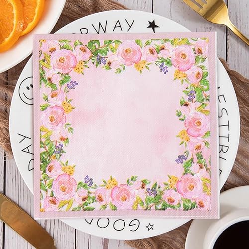 Servietten Rosa Gelb Servietten Hochzeit Geburtstag Kindergeburtstag Cocktailservietten Geburtstagsservietten Party Napkins Disposable Weich Papierservietten Tischdeko Pack of 10(33x33cm) von LNXSESN
