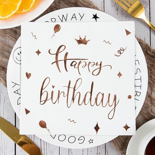 Servietten Rose Gold Ballon Servietten Hochzeit Geburtstag Kindergeburtstag Cocktailservietten Geburtstagsservietten Party Napkins Disposable Papierservietten Tischdeko Pack of 10(33x33cm) von LNXSESN
