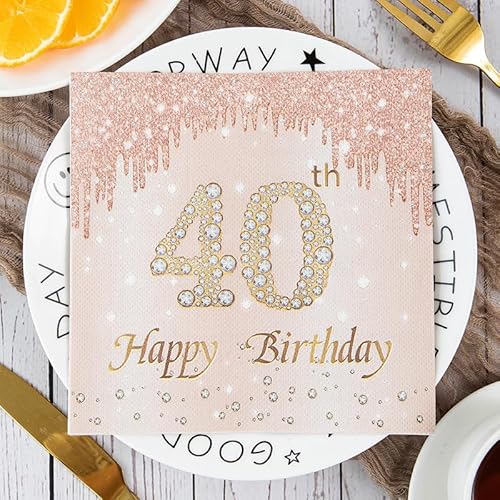 Servietten Rose Gold Muster Servietten Hochzeit Geburtstag Kindergeburtstag Cocktailservietten Geburtstagsservietten Party Napkins Disposable Papierservietten Tischdeko Pack of 10(33x33cm) von LNXSESN