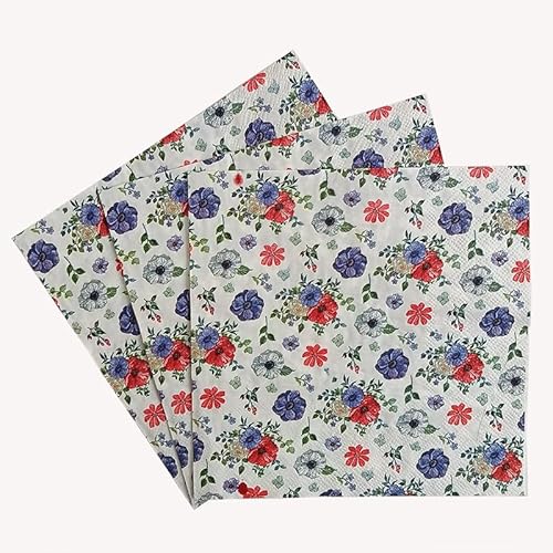 Servietten Rot Königsblau Servietten Hochzeit Geburtstag Kindergeburtstag Cocktailservietten Geburtstagsservietten Party Napkins Disposable Weich Papierservietten Tischdeko Pack of 5(33x33cm) von LNXSESN