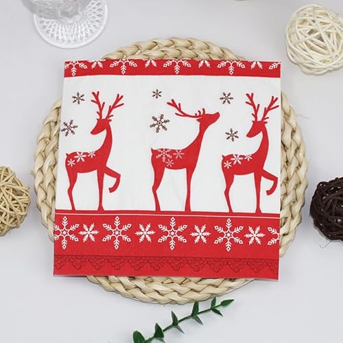 Servietten Rote Tiere Weiß Servietten Hochzeit Geburtstag Kindergeburtstag Cocktailservietten Geburtstagsservietten Party Napkins Disposable Papierservietten Tischdeko Pack of 10(33x33cm) von LNXSESN