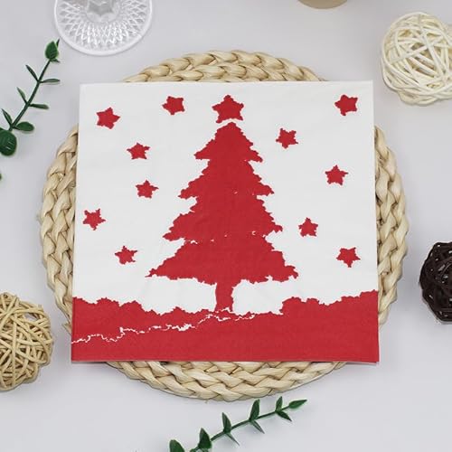 Servietten Roter Weihnachtsbaum Servietten Hochzeit Geburtstag Kindergeburtstag Cocktailservietten Geburtstagsservietten Party Napkins Disposable Weich Papierservietten Tischdeko Pack of 5(33x33cm) von LNXSESN