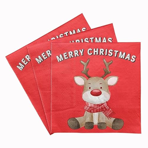 Servietten Rotes Tier Braun Servietten Hochzeit Geburtstag Kindergeburtstag Cocktailservietten Geburtstagsservietten Party Napkins Disposable Weich Papierservietten Tischdeko Pack of 30(33x33cm) von LNXSESN