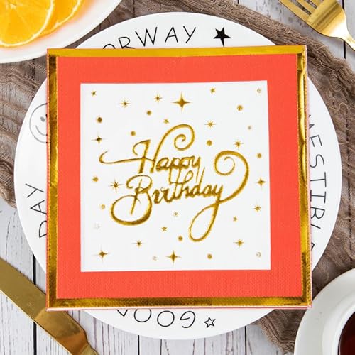 Servietten Rotgold Weiß Servietten Hochzeit Geburtstag Kindergeburtstag Cocktailservietten Geburtstagsservietten Party Napkins Disposable Weich Papierservietten Tischdeko Pack of 15(33x33cm) von LNXSESN