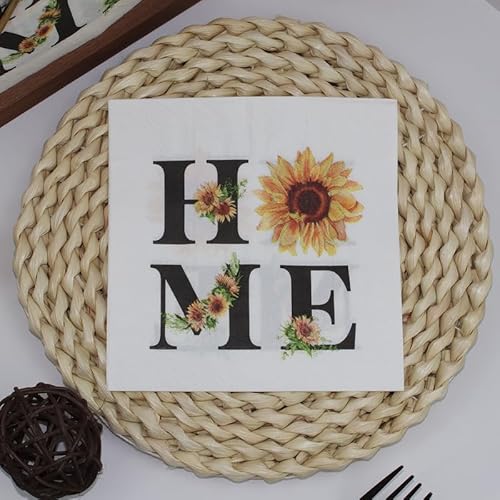 Servietten Schwarze Sonnenblume Servietten Hochzeit Geburtstag Kindergeburtstag Cocktailservietten Geburtstagsservietten Party Napkins Disposable Weich Papierservietten Tischdeko Pack of 5(33x33cm) von LNXSESN