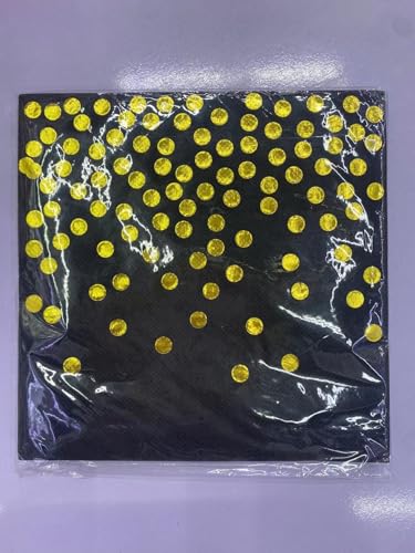 Servietten Schwarzgold Print Servietten Hochzeit Geburtstag Kindergeburtstag Cocktailservietten Geburtstagsservietten Party Napkins Disposable Papierservietten Tischdeko Pack of 10(33x33cm) von LNXSESN