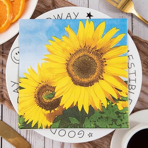 Servietten Sonnenblumengrün Servietten Hochzeit Geburtstag Kindergeburtstag Cocktailservietten Geburtstagsservietten Party Napkins Disposable Papierservietten TischdekoPack of 15(33x33cm) von LNXSESN
