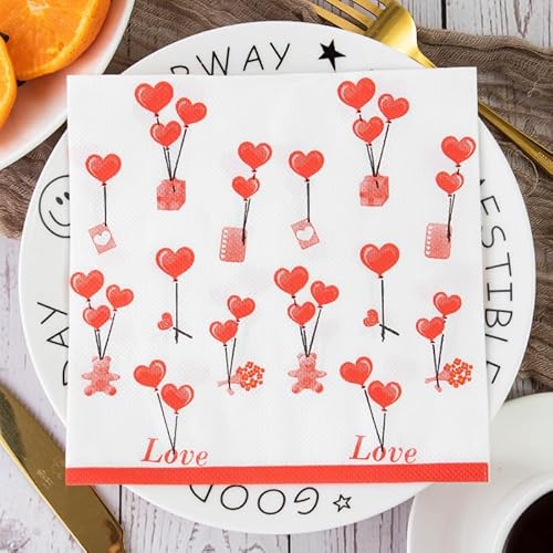 Servietten Tier Rot Weiß Servietten Hochzeit Geburtstag Kindergeburtstag Cocktailservietten Geburtstagsservietten Party Napkins Disposable Weich Papierservietten Tischdeko Pack of 10(33x33cm) von LNXSESN