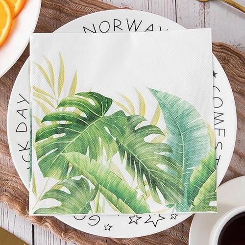 Servietten Tropische Palmenblätter Servietten Hochzeit Geburtstag Kindergeburtstag Cocktailservietten Geburtstagsservietten Party Napkins Disposable Weich Papierservietten Tischdeko Pack of 5(33x33cm) von LNXSESN