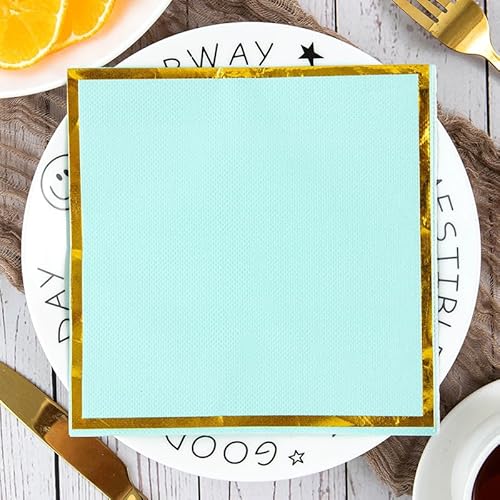 Servietten Türkisgold Servietten Hochzeit Geburtstag Kindergeburtstag Cocktailservietten Geburtstagsservietten Party Napkins Disposable Papierservietten Tischdeko Pack of 10(33x33cm) von LNXSESN