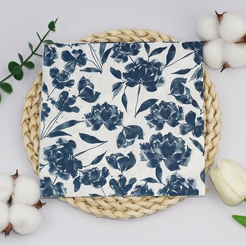 Servietten Weiß Dunkelblau Servietten Hochzeit Geburtstag Kindergeburtstag Cocktailservietten Geburtstagsservietten Party Napkins Disposable Weich Papierservietten Tischdeko Pack of 15(33x33cm) von LNXSESN