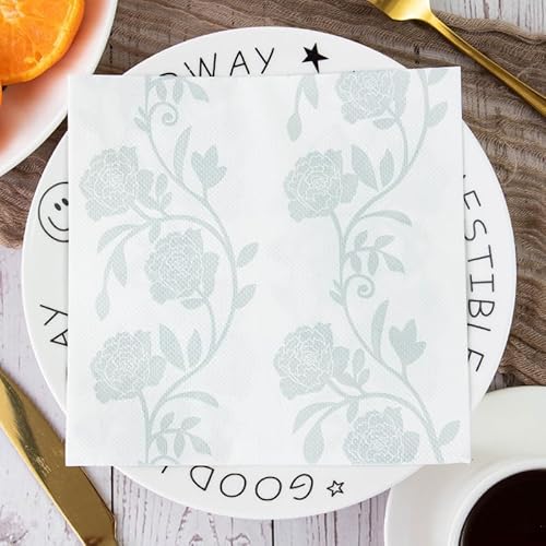 Servietten Weiße Blume Servietten Hochzeit Geburtstag Kindergeburtstag Cocktailservietten Geburtstagsservietten Party Napkins Disposable Papierservietten Tischdeko Pack of 10(33x33) von LNXSESN