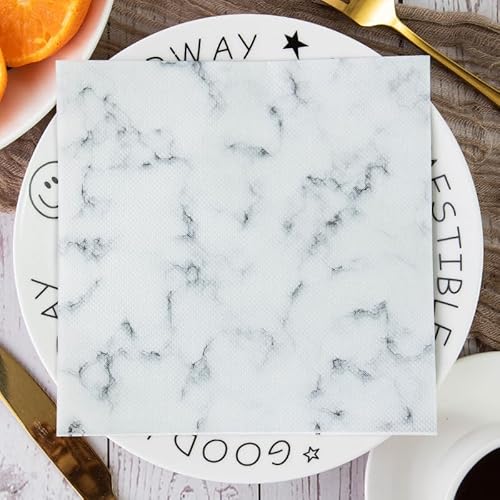 Servietten Weißer Marmor Servietten Hochzeit Geburtstag Kindergeburtstag Cocktailservietten Geburtstagsservietten Party Napkins Disposable Papierservietten Tischdeko Pack of 10(33x33cm) von LNXSESN