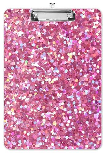 Modisches A4-Klemmbrett, Standardbriefgröße, 22,9 x 31,8 cm, dekoratives Holz-Klemmbrett mit niedrigem Profil, Metallclip für Büro, Schule, Lehrer, niedliches Rosa von LNZLKING