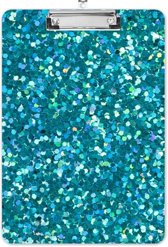 Modisches A4-Klemmbrett, Standardbriefgröße 22,9 x 31,8 cm, dekoratives Holz-Klemmbrett mit niedrigem Profil, Metallclip für Büro, Schule, Lehrer und Studenten, Cyan von LNZLKING