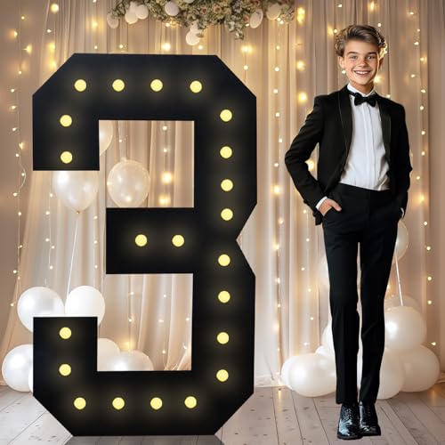 Festzelt, beleuchtete Zahlen, schwarze riesige Festzelt-Zahlen, große Mosaiknummer für 3., 30., 39. Geburtstag, Party-Dekoration, Hintergrund zum 3. Jahrestag, vorgeschnittener Rahmen, große Zahl 3 Festzelt, beleuchtete Zahlen, schwarze riesige Festzelt-Zahlen, große Mosaiknummer für 3., 30., 39. Geburtstag, Party-Dekoration, Hintergrund zum 3. Jahrestag, vorgeschnittener Rahmen, große Zahl 3 von LOBOOM