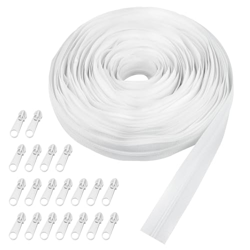 20m Endlosreißverschluss mit Zipper, 2.5cm Reißverschluss Meterware,Reissverschluss mit 20 Reißverschlusszügen,Nylon Reisverschluss Endloses weiß für Bettwäsche,Kleidung,Tasche 20m Endlosreißverschluss mit Zipper, 2.5cm Reißverschluss Meterware,Reissverschluss mit 20 Reißverschlusszügen,Nylon Reisverschluss Endloses weiß für Bettwäsche,Kleidung,Tasche von LOBVABA