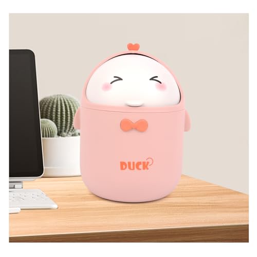 LOBVABA TischmüLleimer Mit Deckel，Süße Cartoon Tisch Mülleimer,für BüRos, Kinderzimmer, Schminktisch, Wohnzimmer (Rosa) von LOBVABA
