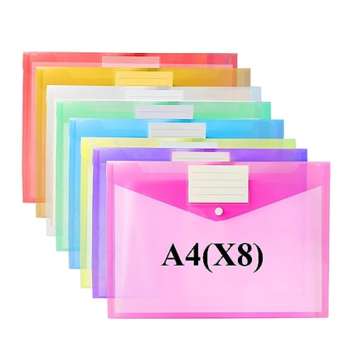 LOCCY Dokumententasche Transparent Mit Druckknopf, 8 Stück Dokumentenmappe A4 Mit Etikettentasche, 8 Farben Sichttasche Transparent Dokument Organisieren für Schule, Zuhause, Büro, Schreibwaren LOCCY Dokumententasche Transparent Mit Druckknopf, 8 Stück Dokumentenmappe A4 Mit Etikettentasche, 8 Farben Sichttasche Transparent Dokument Organisieren für Schule, Zuhause, Büro, Schreibwaren von LOCCY