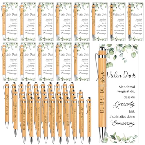 30 Sets Geschenkset für Kollegen Enthalten Inspirierende Holz Kugelschreiber Glücksstift Danke Etiketten Abschiedsgeschenke Motivation Dankeschön Geschenk für Kollegen Schüler Mitarbeiter Lehrer Büro von LOCOLO