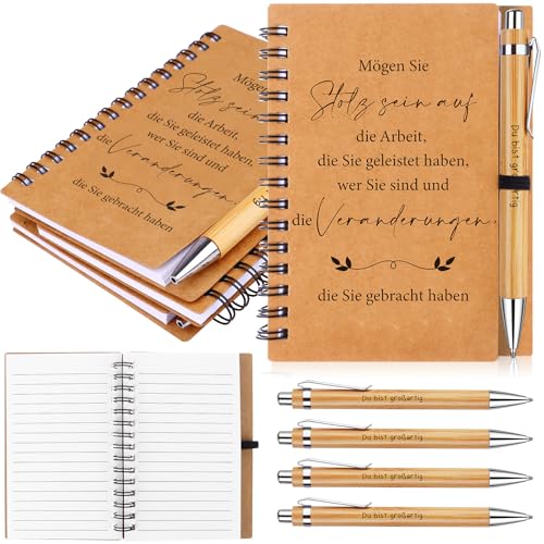 4 Set Dankeschön Geschenk für Kollegen Lehrer Motivierendes Inspirierendes Notizbuch mit Holzkugelschreiber Inspirierende Kugelschreiber Motivation Tagebuch Notizblöcke Dankesgeschenke für Schule Büro 4 Set Dankeschön Geschenk für Kollegen Lehrer Motivierendes Inspirierendes Notizbuch mit Holzkugelschreiber Inspirierende Kugelschreiber Motivation Tagebuch Notizblöcke Dankesgeschenke für Schule Büro von LOCOLO