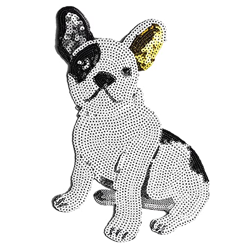 LOCOMO Große süße Hunde-Pailletten-Aufnäher zum Aufnähen Aufnähen, funkelnd, französische Bulldogge, DIY-Applikation, Motiv für Kinder, Erwachsene, Kleidung, Jacke, Rucksack, Dekoration LOCOMO Große süße Hunde-Pailletten-Aufnäher zum Aufnähen Aufnähen, funkelnd, französische Bulldogge, DIY-Applikation, Motiv für Kinder, Erwachsene, Kleidung, Jacke, Rucksack, Dekoration von LOCOMO