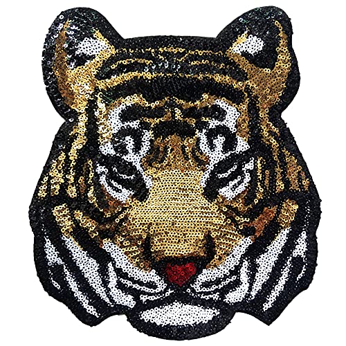 LOCOMO Großer Pailletten-Tigerkopf, zum Aufbügeln oder Aufnähen, glitzernd, Bengal, DIY-Applikation, Motiv für Kinder, Erwachsene, Kleidung, Jacke, Rucksack, Dekoration LOCOMO Großer Pailletten-Tigerkopf, zum Aufbügeln oder Aufnähen, glitzernd, Bengal, DIY-Applikation, Motiv für Kinder, Erwachsene, Kleidung, Jacke, Rucksack, Dekoration von LOCOMO