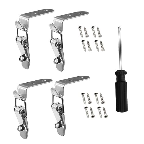 LOEASE 4 Stück Entenmaul-Schnallenhaken Hasp 90 Grad Metallfederriegel Knebelverschluss Klemmclip Silber Schrankschloss Riegelverschluss (Size : Style A-4pcs) von LOEASE
